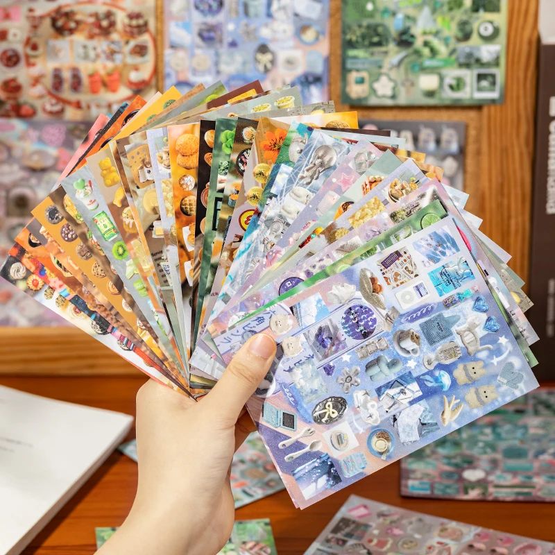 30 Sheets Y2K Style Cut Film Sticker Book Japanese Stationery Stickers Journal Handbook Scrapbooking Kawaii Aesthetic Sticker image 6