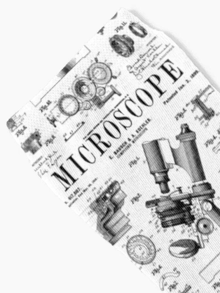 Microscope Biologist Science Vintage Patent Drawing Print Socks Novelties fashionable Boy Socks Women's