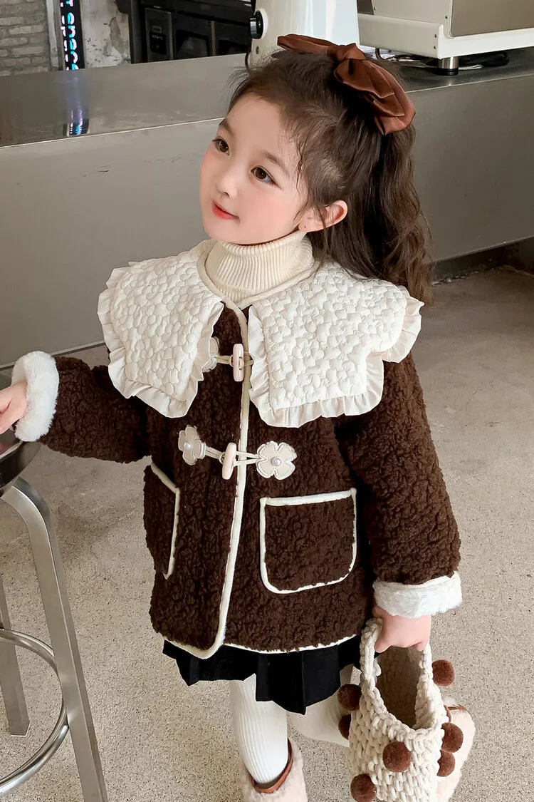 Manteau Épais en Cachemire pour Bébé Fille, Veste Chaude Rembourrée en Coton, Style Étranger, Nouvelle Collection Automne et Hiver