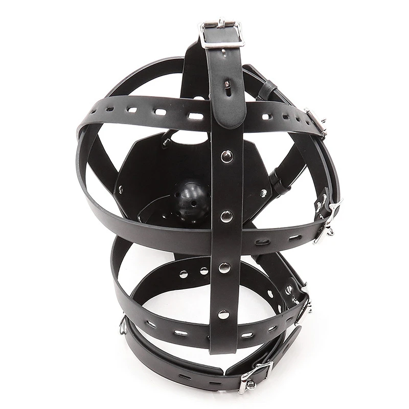 Casco fetiche de cuero BDSM Bondage, máscara, capucha, restricción, Cosplay adulto, Juguetes sexuales para parejas, mujeres, Gay