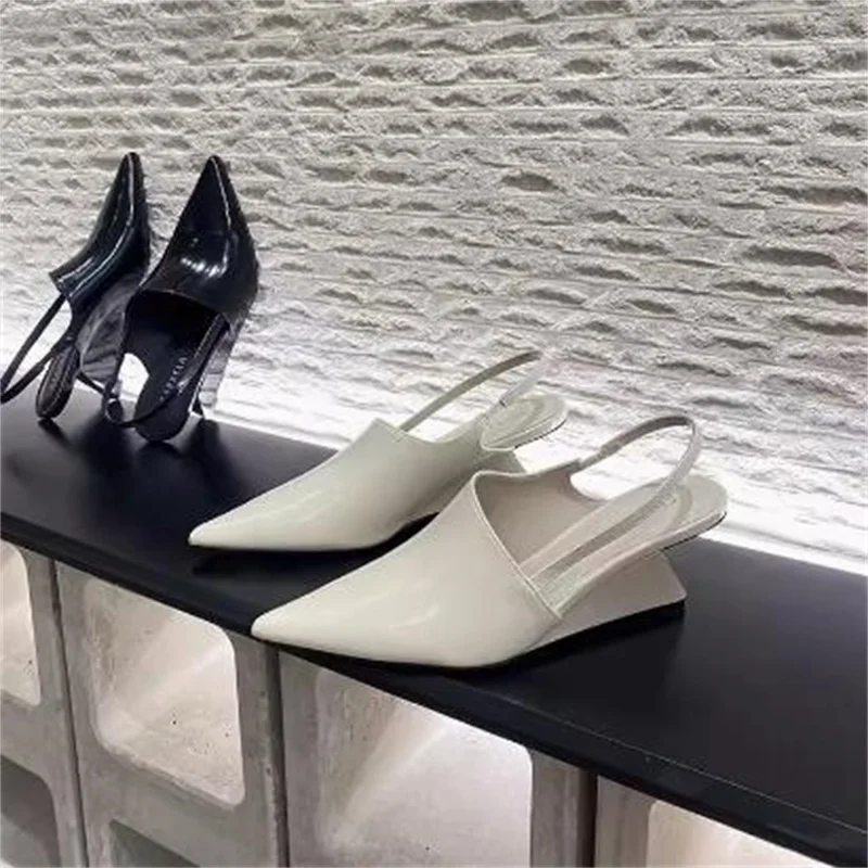 

Sewing Lines Shoes for Women Pointed Toe Ladies Strange Style Heels Female Sandals Back Strap Zapatos Mujer Solid Chassure Femme