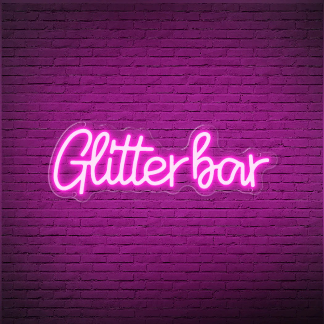 Gltter Bar LED Neon Sign USB Powered for Cozy Bedroom Man Cave Snack Bar Hotel Wedding Birthday Party Home Bars Parties Clubs