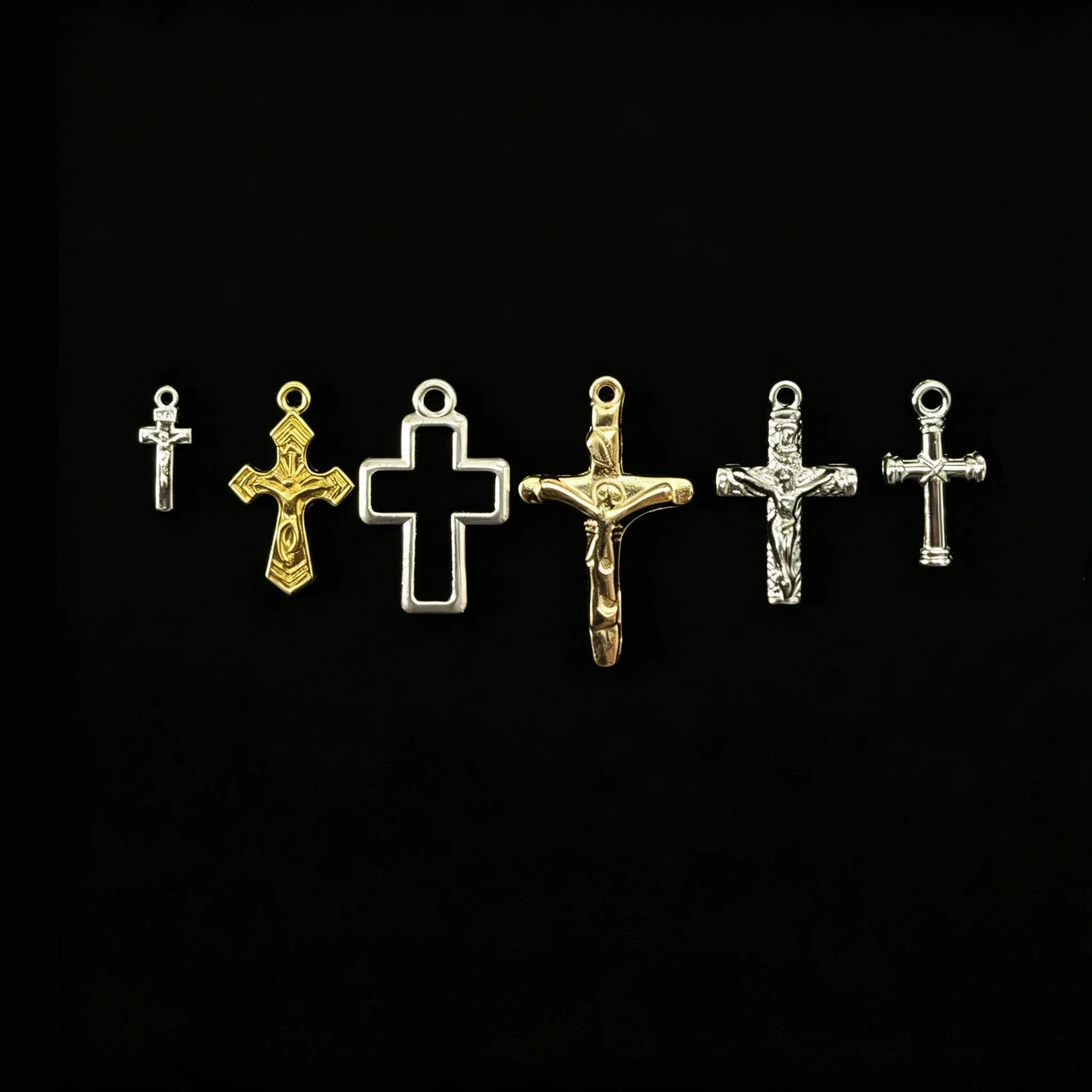 10Pcs Mini Vintage Metal Cross Charms Crucifix Pendant Gold Silver Tone DIY Bracelet Necklace Earring Religious Jewelry Making