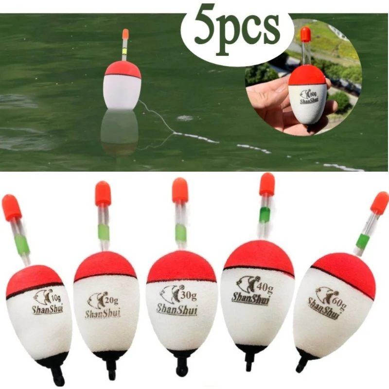 5 pièces EVA lumineux pêche nuit flotteur bâton lumineux mousse plastique Bobber mer roche pêche frappant flotteurs 20/30/40/60g outil de pêche