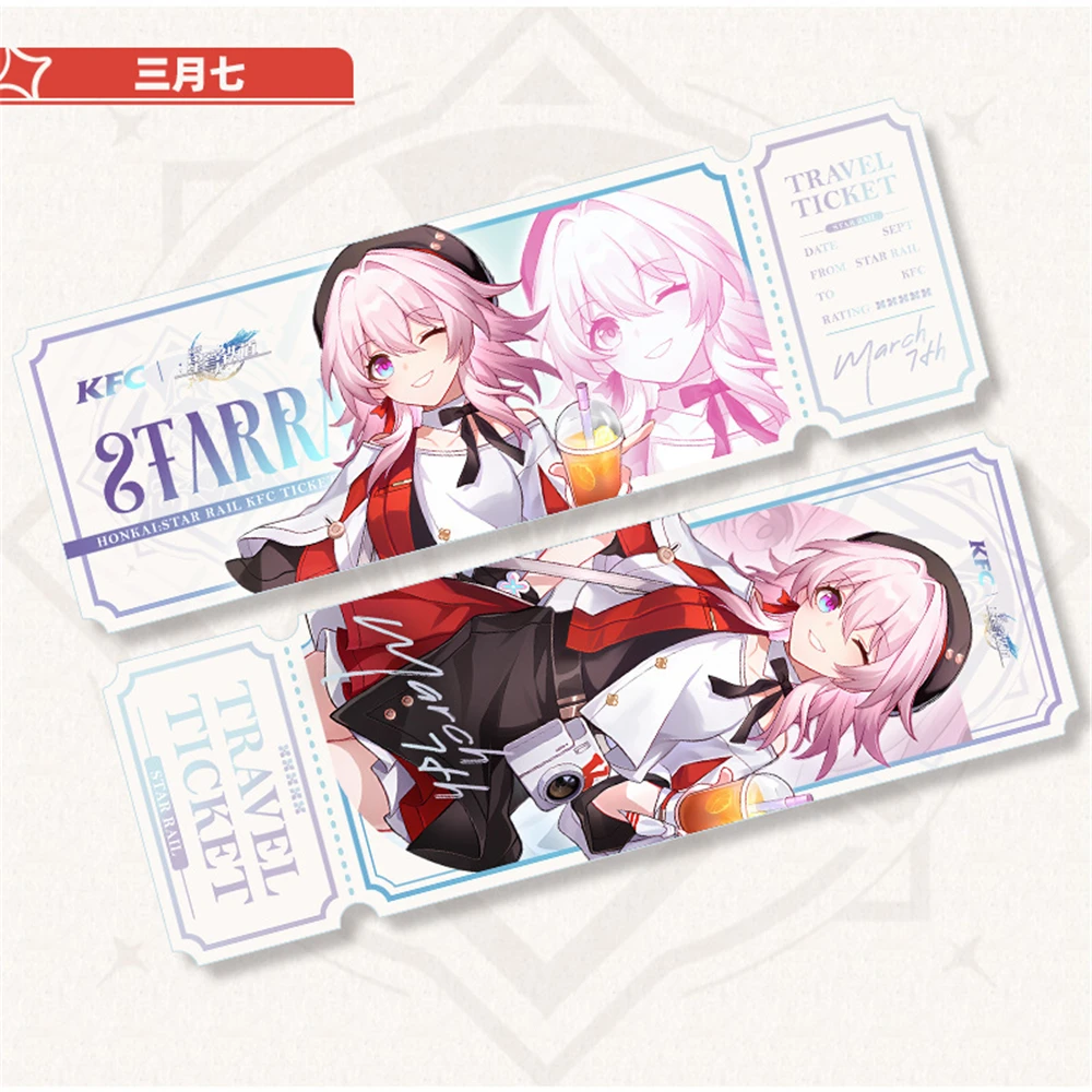 Anime Honkai Star Rail March 7th Robin Aventurine Acheron Black Swan Cosplay Costume Paper Bookmark Laser Ticket Bookmarks Prop