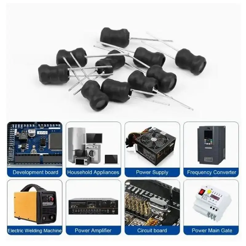 FYBL-240PCS Inductor Kit,24 Values 2.2Uh-100Mh,DIP Radial Choke,Copper Coil Electronic Inductors Set, Individual Compartment