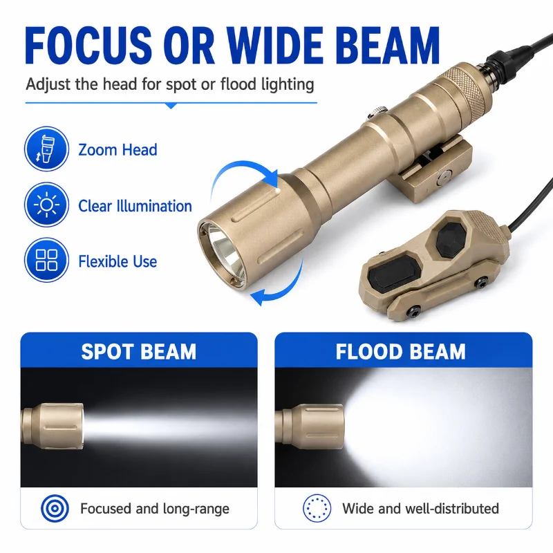 High Lumen Alloy Zoomable Flashlight with Line Control Button - Toy Hobby Fittings