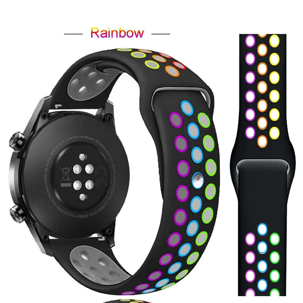 Rainbow Strap for Xiaomi Huami Amazfit Neo Breathable Silicone WatchBands for Amazfit T-Rex 2 GTS 3 GTR3 20mm 22mm Bracelet