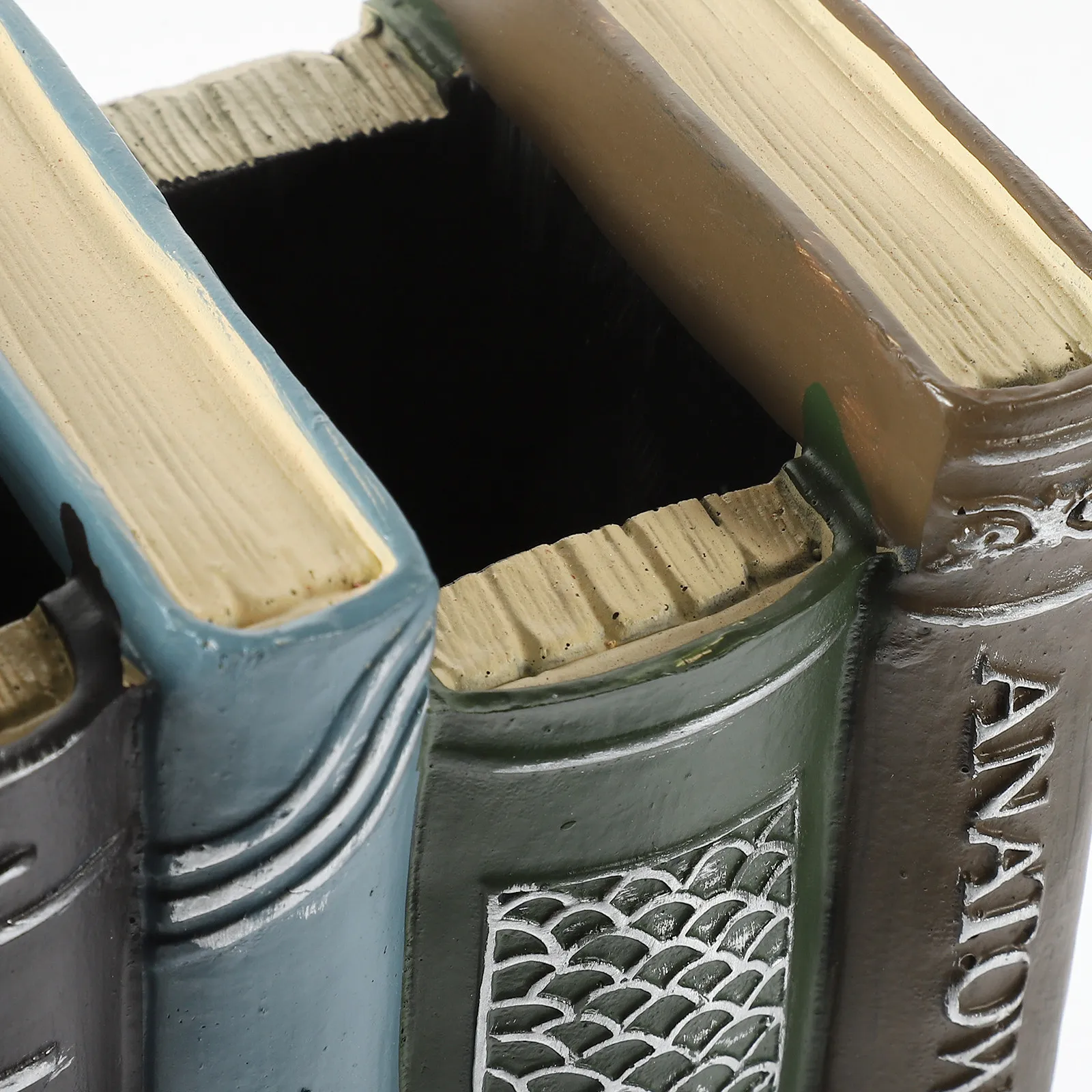 

Book Style Resin Pen Holder Sturdy Desktop Organizer for Classroom Office Home Art Center Workspace Tidy Pencil Cup Desk