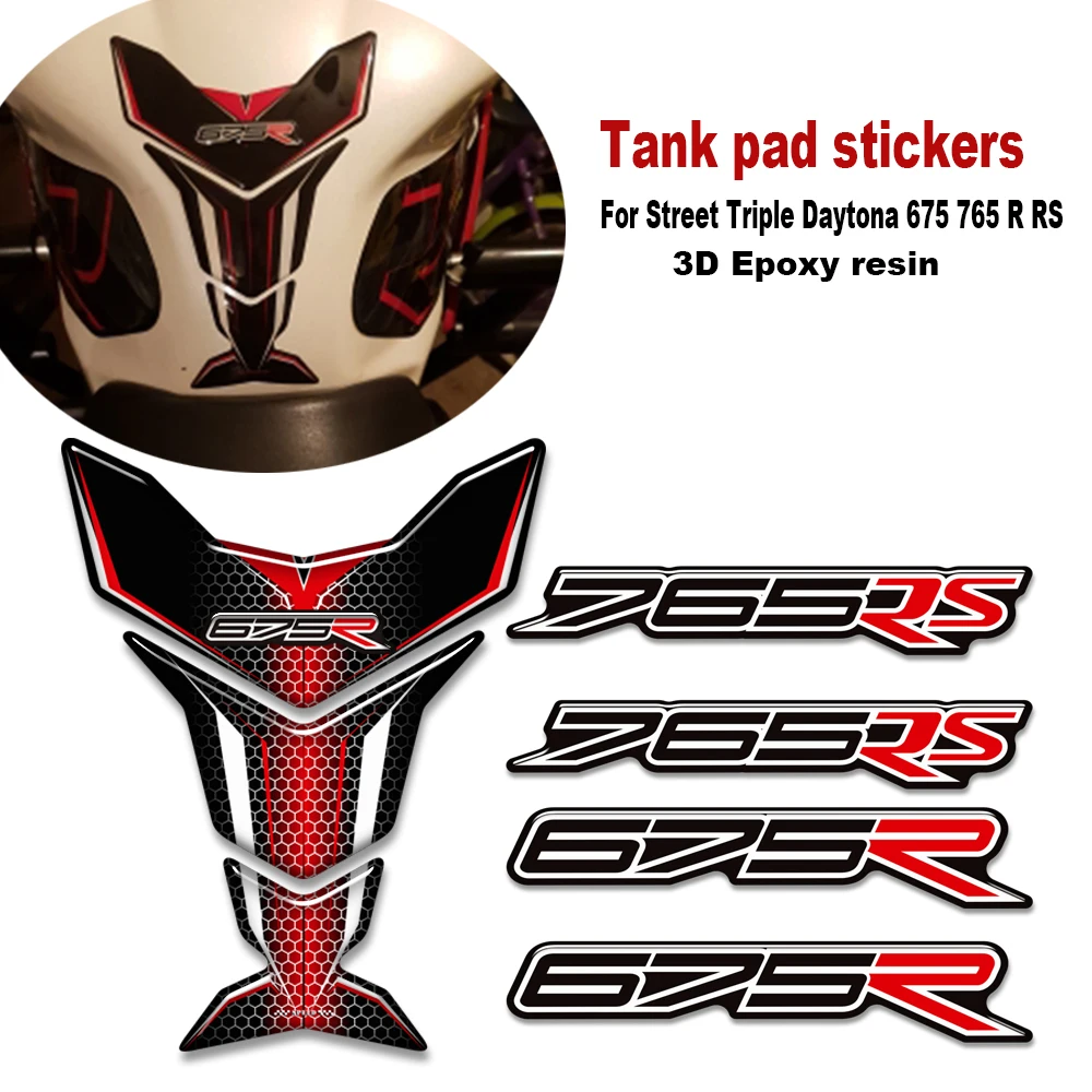 

675R 765RS Motorcycle Fuel Tank pad Oil Kit Knee Fish bone stickers decals For Triumph Street Triple Daytona 675 765 R RS