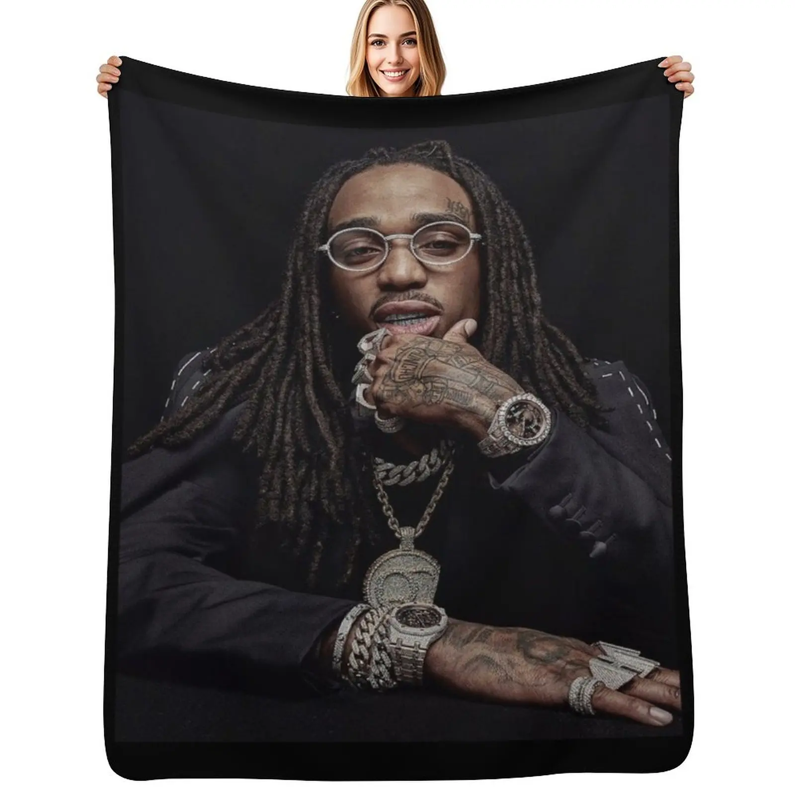 Quavo - Poster Throw Blanket Stain Resistant Cozy Warm Blanket