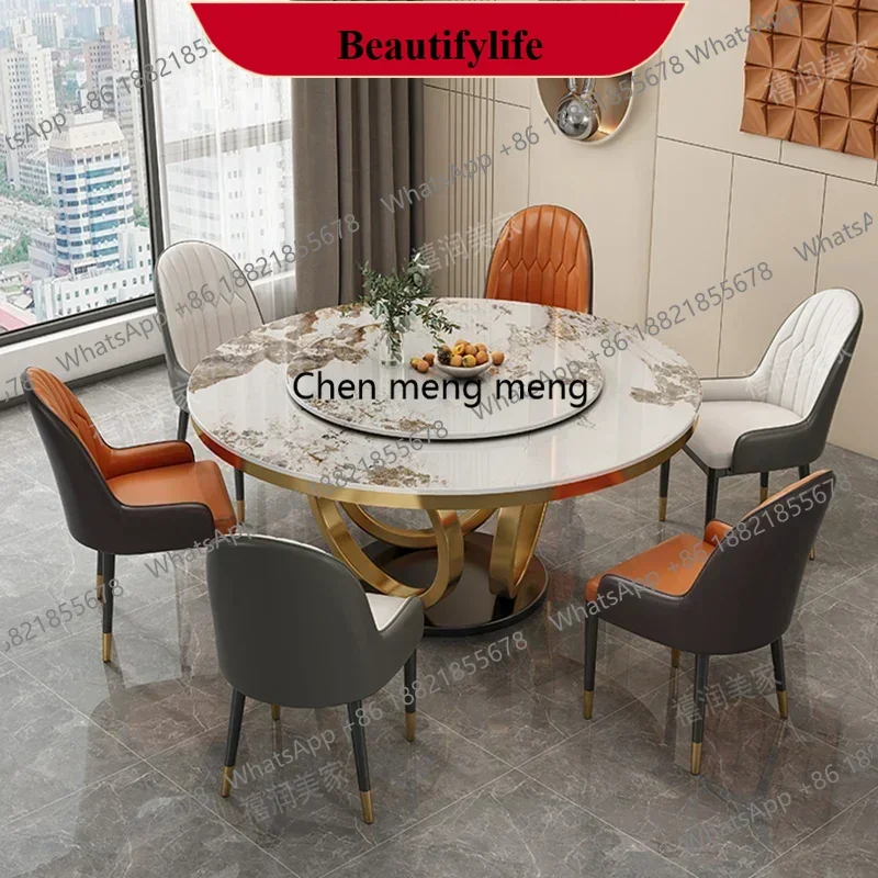 

z183 Light Luxury Modern Chair Minimalist Rock Dining Table Combination Household Circular Shape Mesas De Jantar Furniture Sets