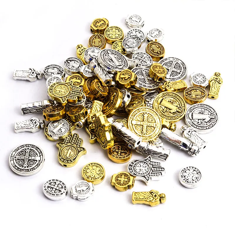 Saint Benedict Medallion Loose Bead Catholic San Benito Religion Holy Spacer Bead For Believer DIY Making Handmade Lucky Jewelry