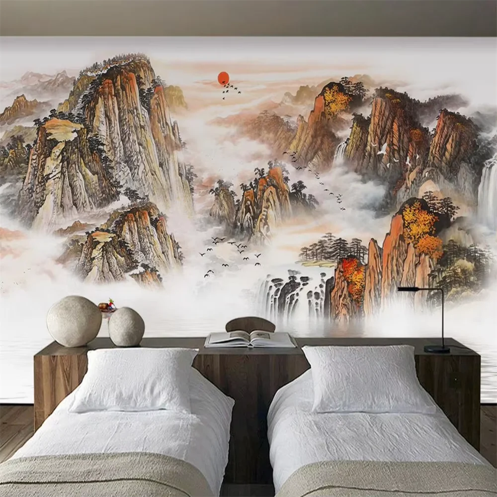 Custom Abstract ink landscape 3D wall decorations living room tv background wall paper mural wallpaper bedroom decor landscape