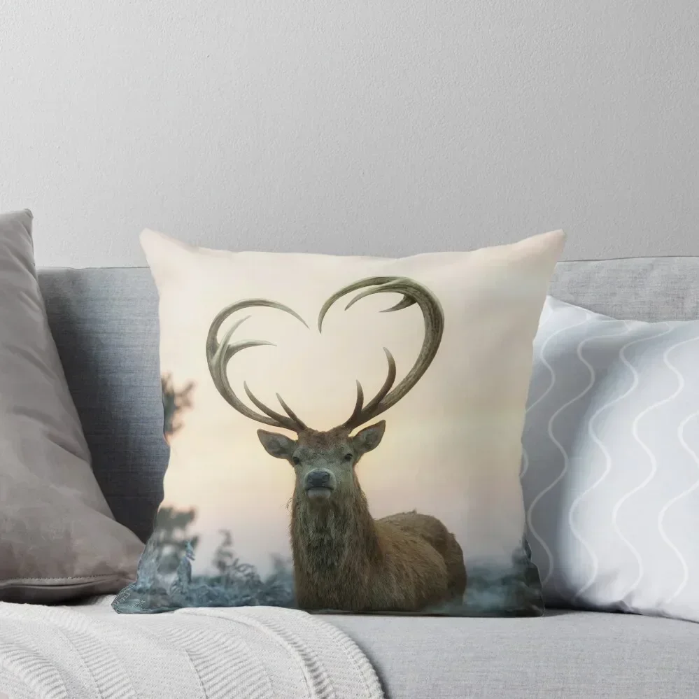 

Stag With the Heart Shaped Antlers (love you deer) Throw Pillow Pillows Aesthetic Pillowcase Cushion pillow cover luxury pillow