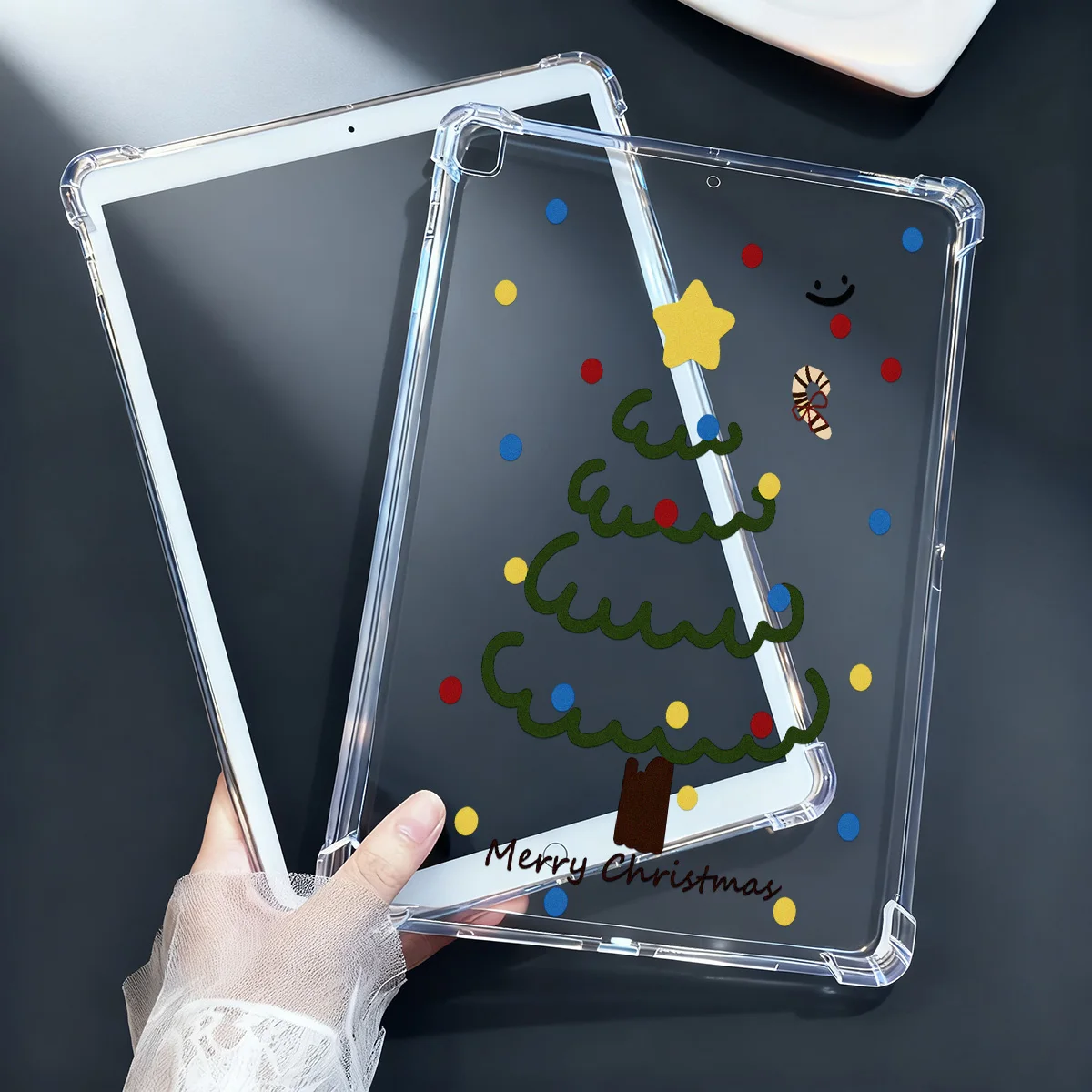 Clear Transparent Tablet Case for Apple iPad Pro 12.9 13 9.7 10.5 A16 11 10 9 8 7 Air 13 Mini 6 5 4 3 2 1 Cover Christmas Tree