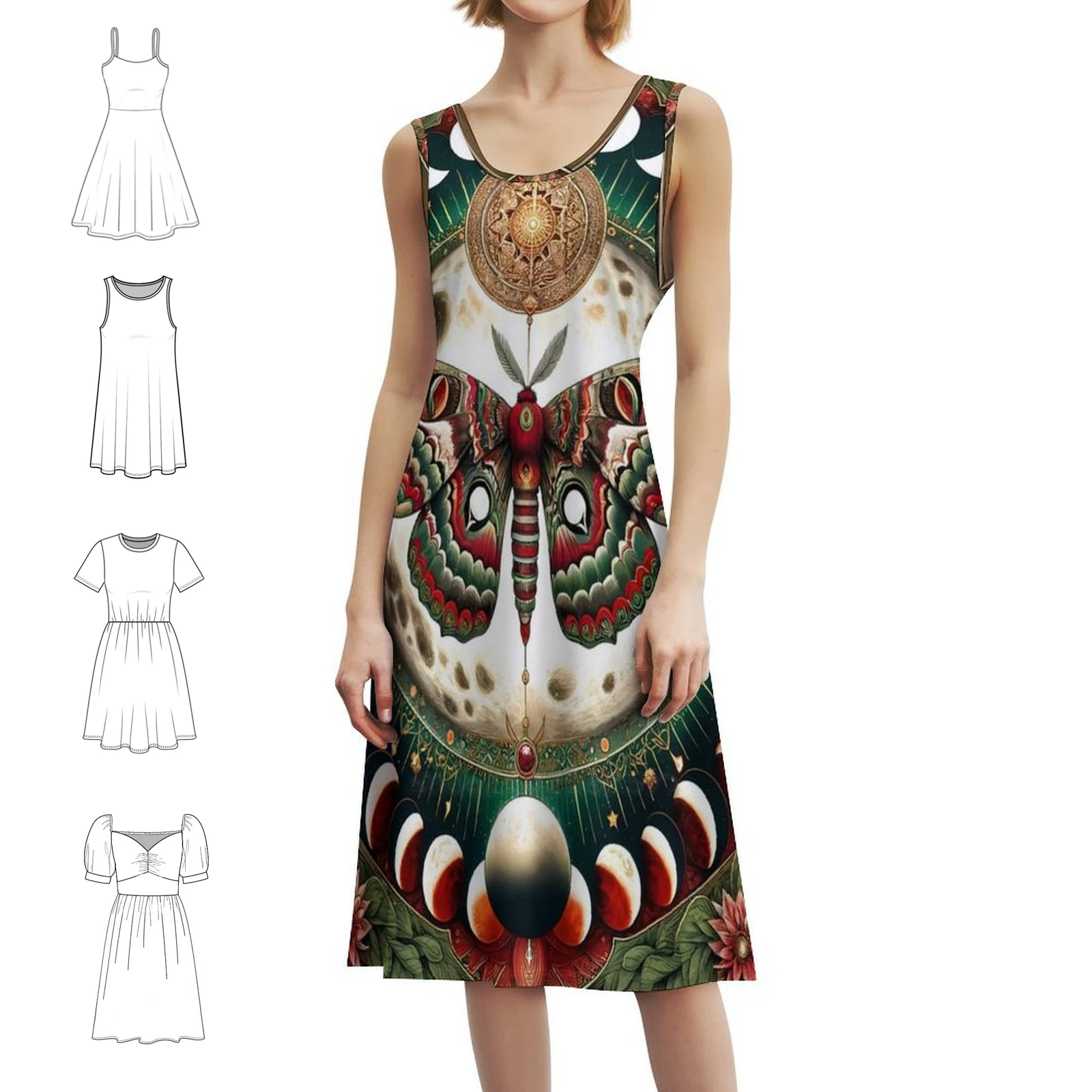 

Женское элегантное праздничное платье Moon Moth Mandala, платье трапециевидной формы с короткими/длинными/без рукавов, Moth Moon Garden Cosmic