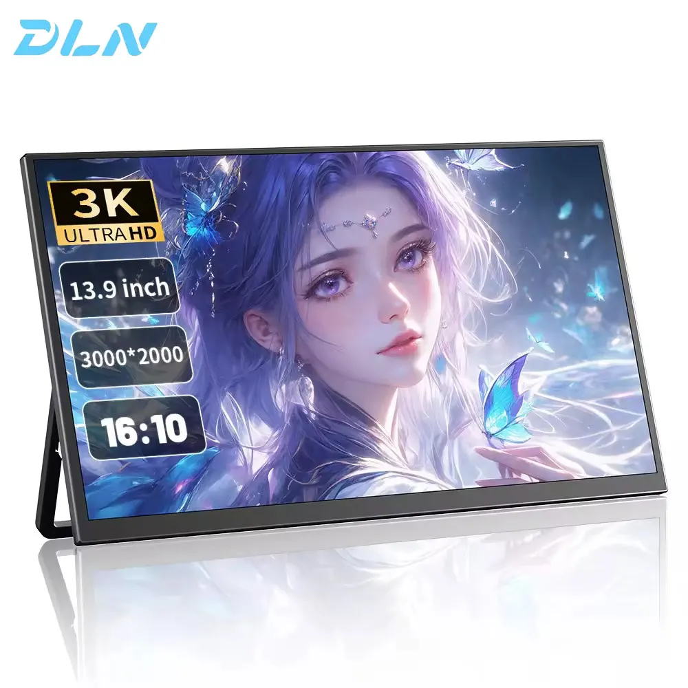 

Портативный монитор DLN 3K 13,9 дюйма, 2000P, 70,8% sRGB, 60 Гц, расширитель экрана для ноутбука, с подставкой, для Windows и Mac, для игр