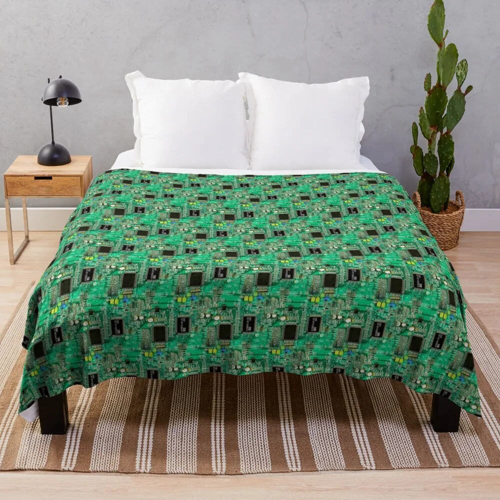 

Printed Circuit Board Pattern Throw Blanket Stuffeds Decoratives Single Cute Blankets