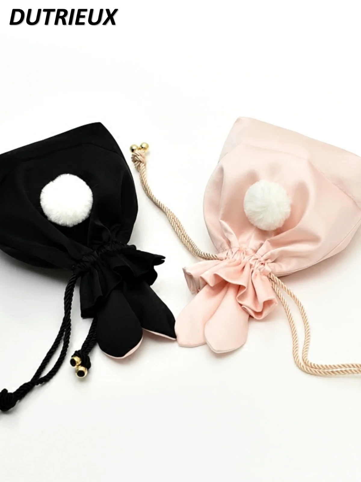Sweet Cute Fashion Solid Color Women's Bags Letter Embroidery Drawstring Travel Storage Bag for Lady 2024 Spring Summer Autumn