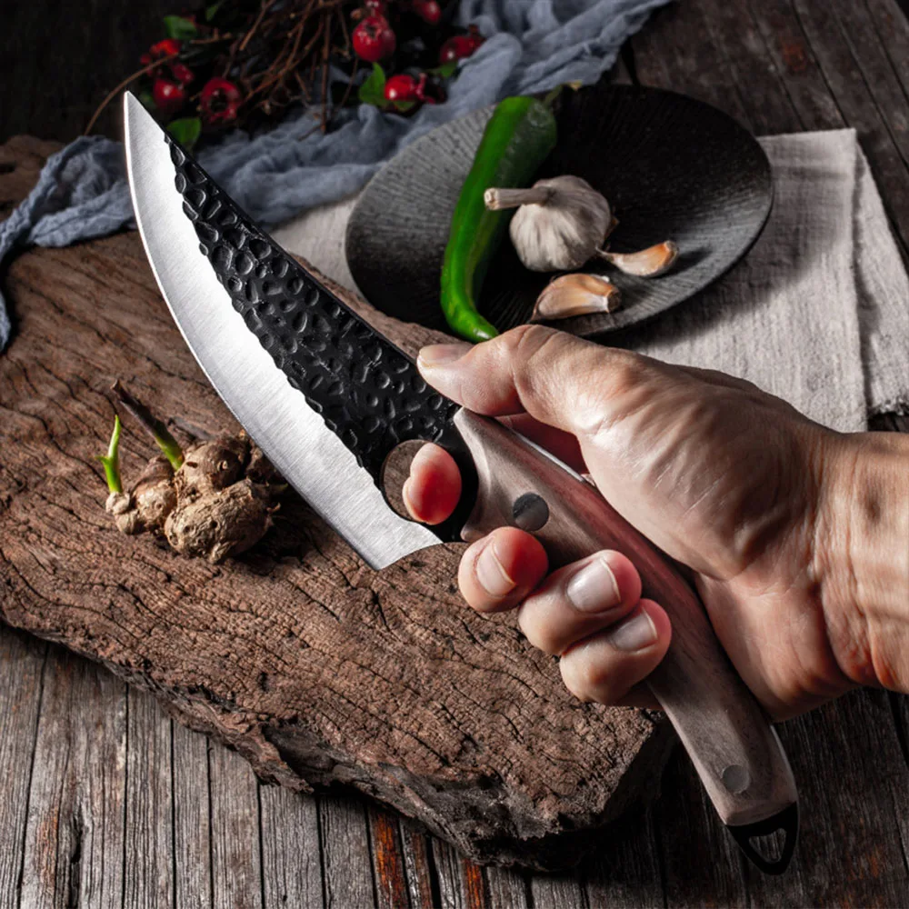 Chef Knife Handmade Forged Butcher Boing Knife Fish Filleting Cleaver Meat Chop Vegetable Kitchen Knives Stainless Steel Blade