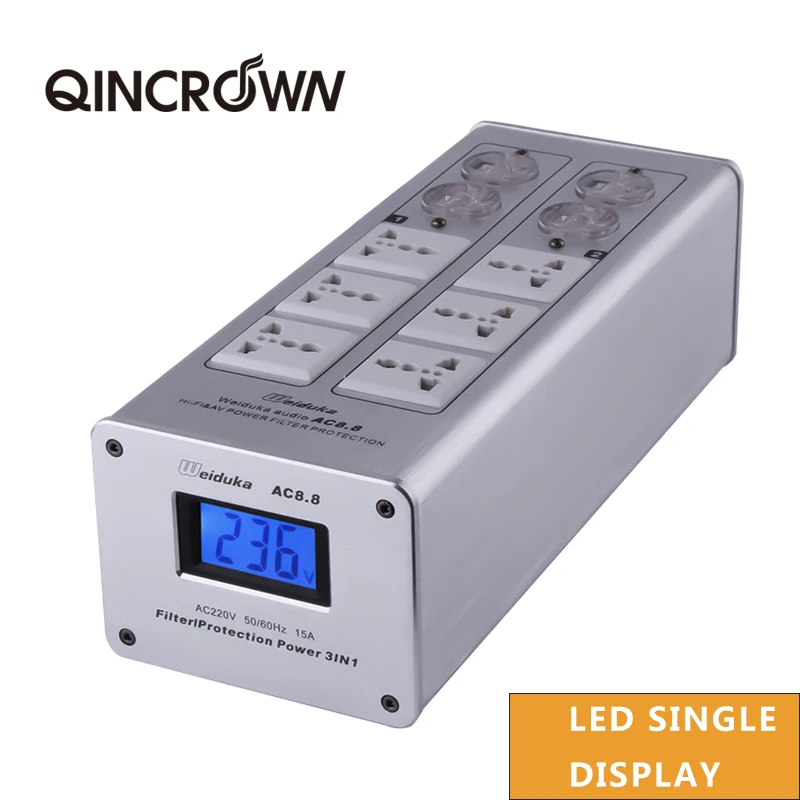 Weiduka AC8.8 3000W LED Display  US Audio Power Filter Purifier Conditioner Lightning Protection AC Power Socket