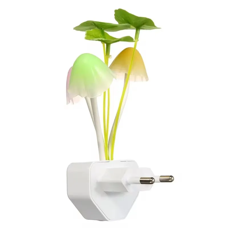 Mushroom Night Light EU & US Plug Light Sensor 3 LED Colorful Mushroom Lamp Led Night Lights Bedroom Bedside dec gift