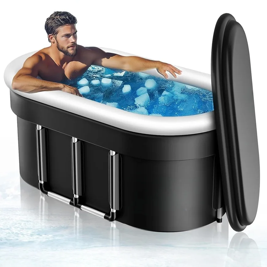 New Upgrade Gallon Oval Ice Bath Tub - 6 Layered Portable Bathtub, Drop-In Bathtubs Foldable with Cover Cold Plunge Tub