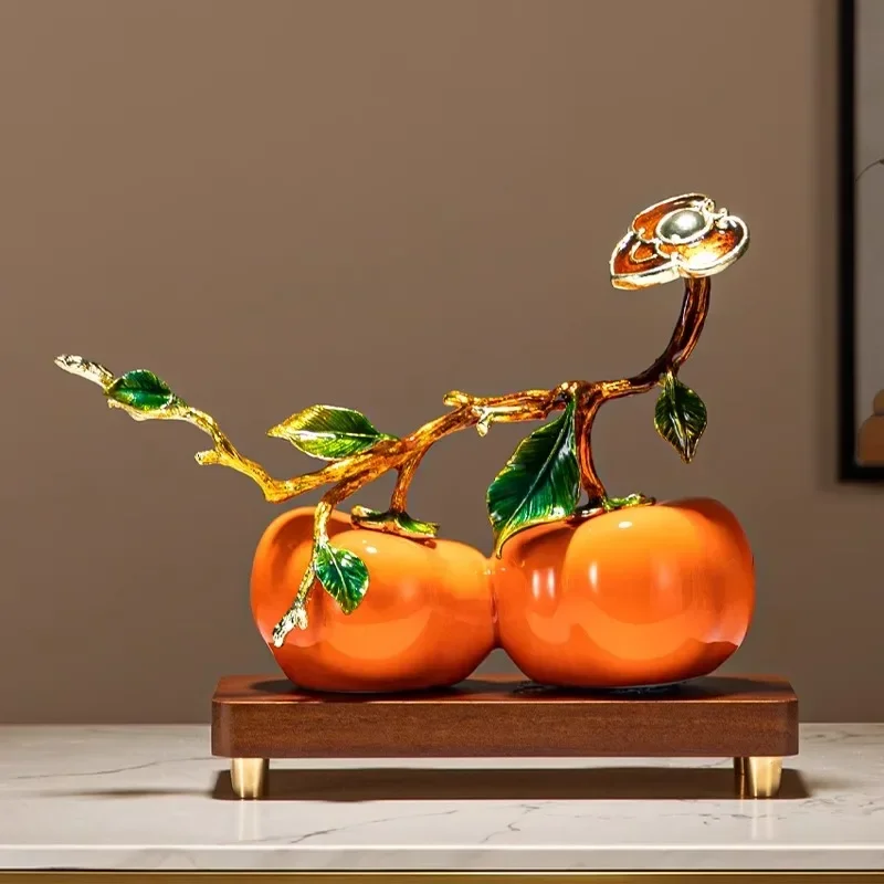 Enamel color persimmon Ruyi, persimmon high-end ornament