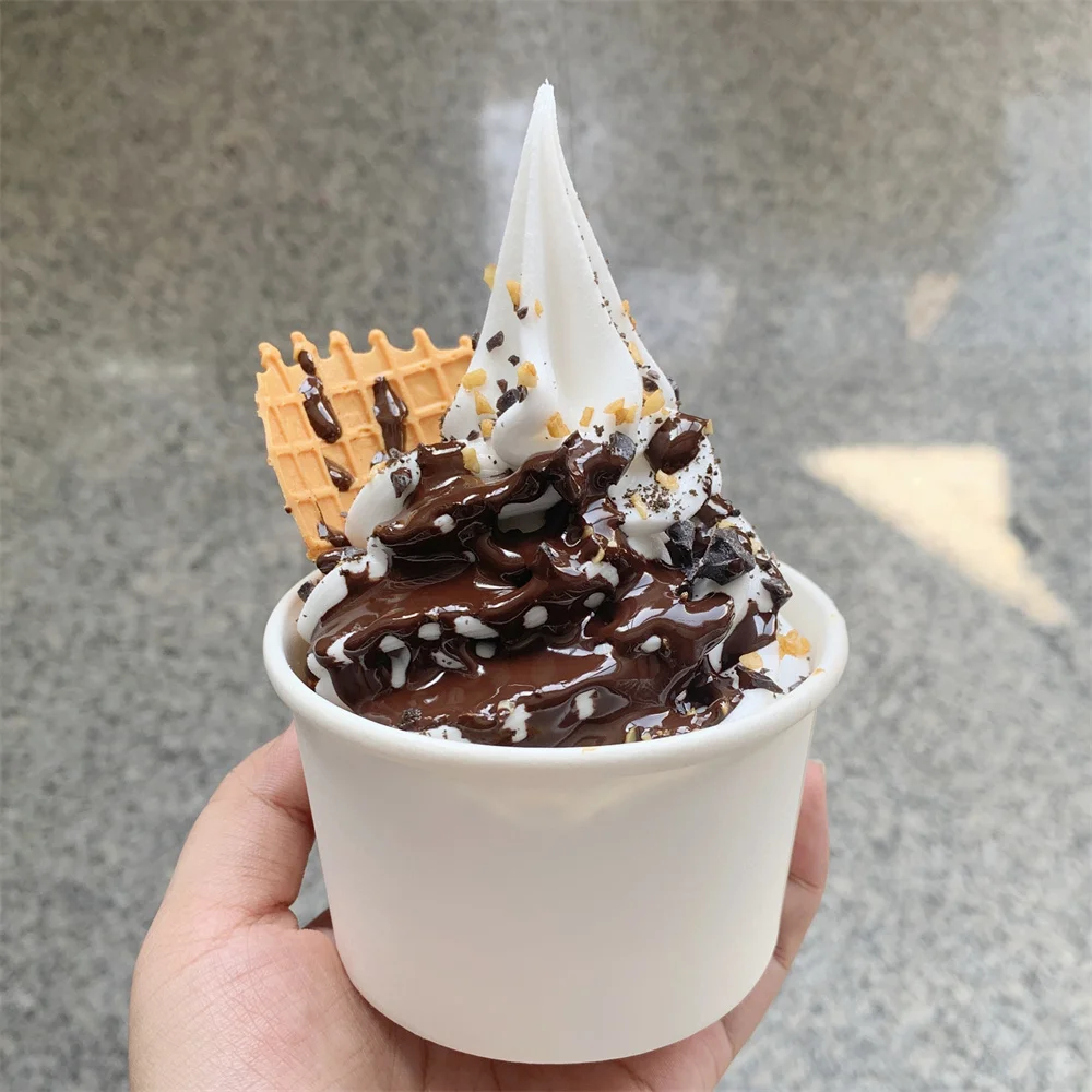 8.7cm Diameter Neutral White Paper Cup Italian Creative Ice Cream Cup Waffle Nut Crumbs Dessert Chocolate Nutella Faux Food Diy