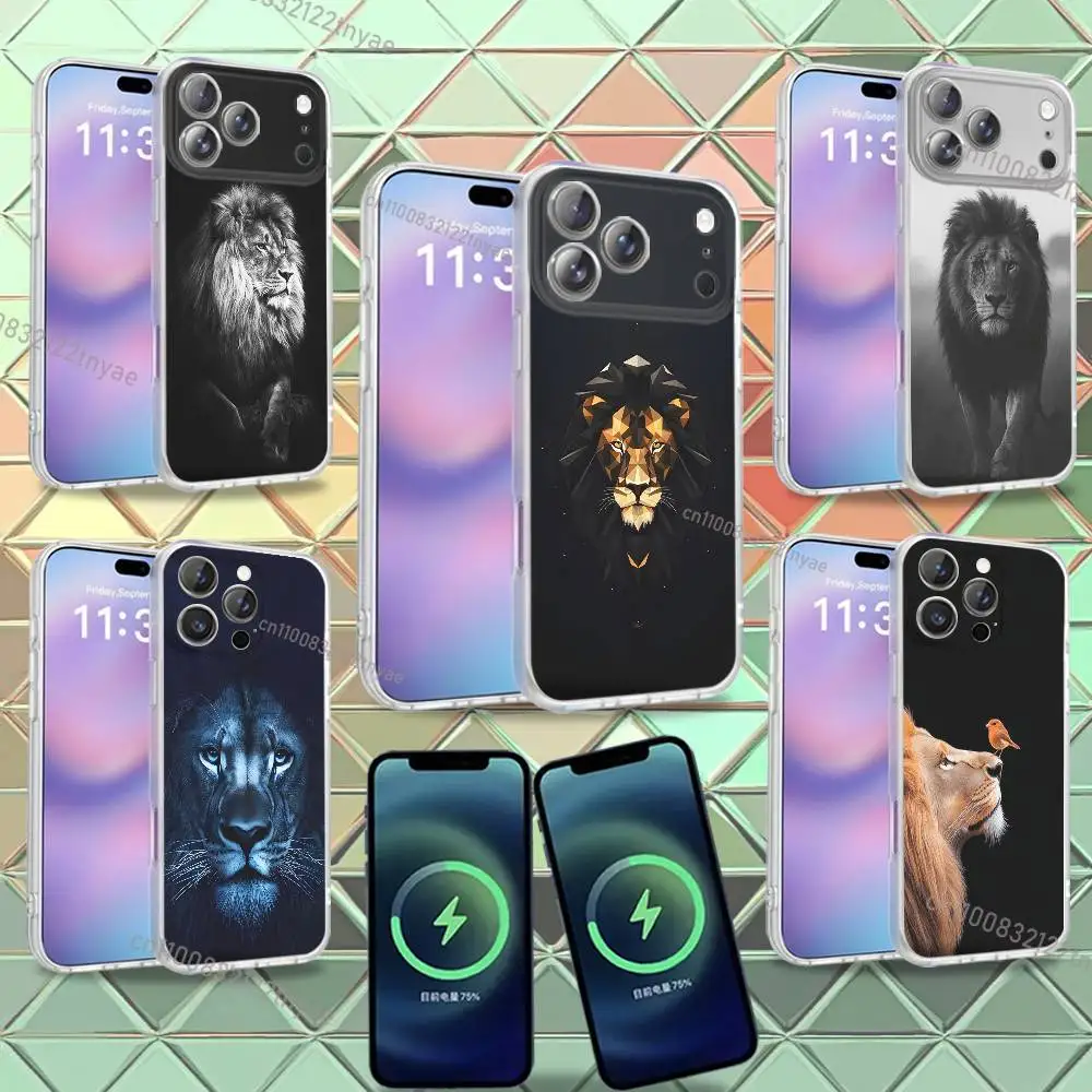 

Lion Pattern For iPhone 17,12,11,14,13,15,16,Plus,Air,Pro,Max,E,Mini for Magsafe Magnetic Frosted Phone Case