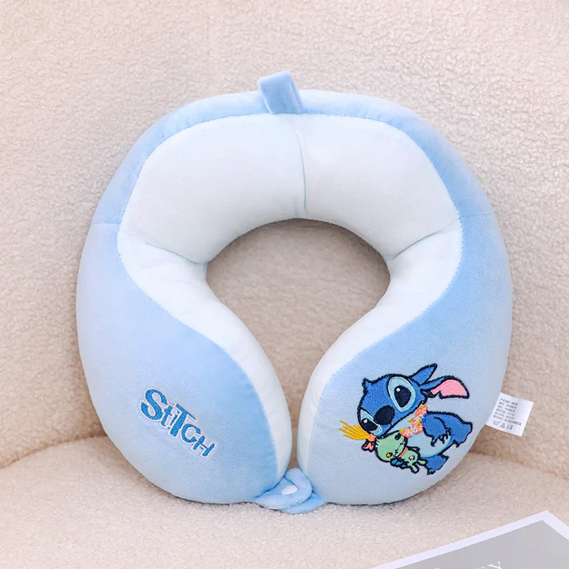 Lilo & stitch dos desenhos animados em forma de u travesseiro anime portátil viagem pescoço travesseiro bonito ponto estudante pescoço travesseiro presente brinquedos