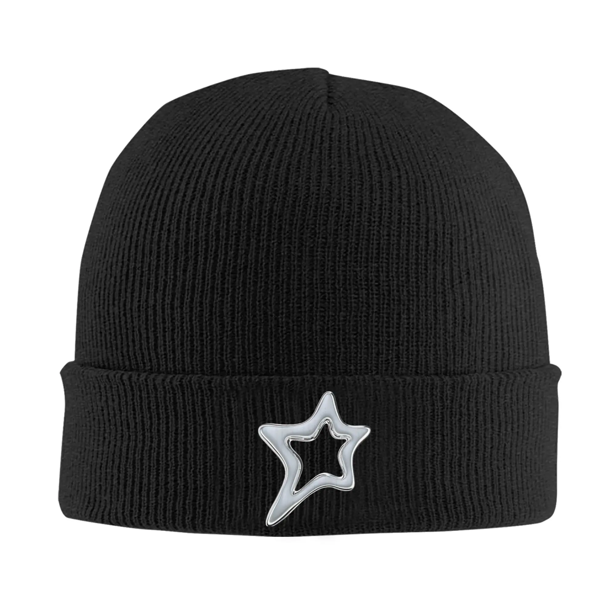 Y2k Grunge Stars 2000s Cyber Knitted Hat Autumn Winter Beanie Warm Vintage Cap Unisex Acrylic Fashion Bonnet