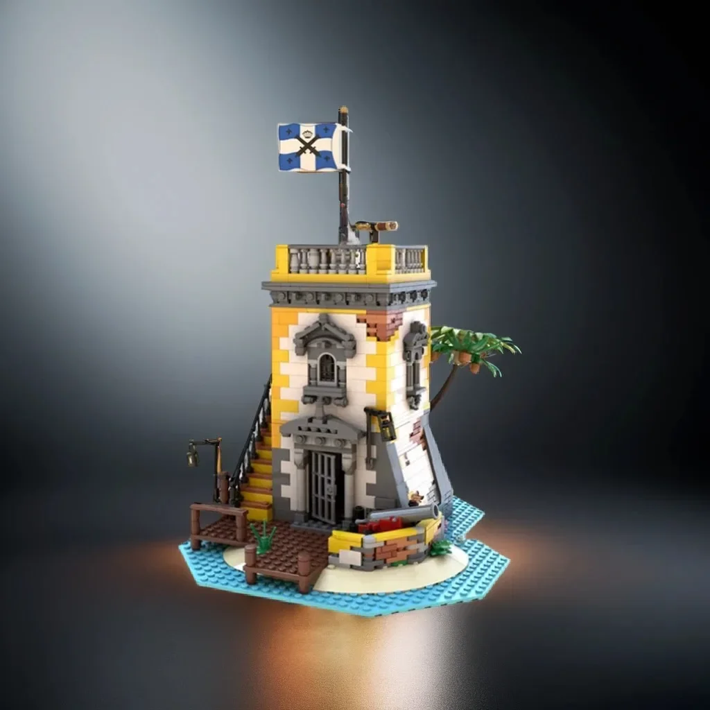 1440 pçs moc ilha aventura série sabre ilha anno domini 2021 cena tropical diy modelo blocos de construção brinquedos aniversário presente