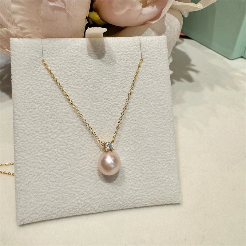 Charming Natural AAAA 8-9mm 9-10mm 10-11mm 11-12mm Japanese Round Pearl Pendant Pearl Necklace Pendant 925silver 18inch 4