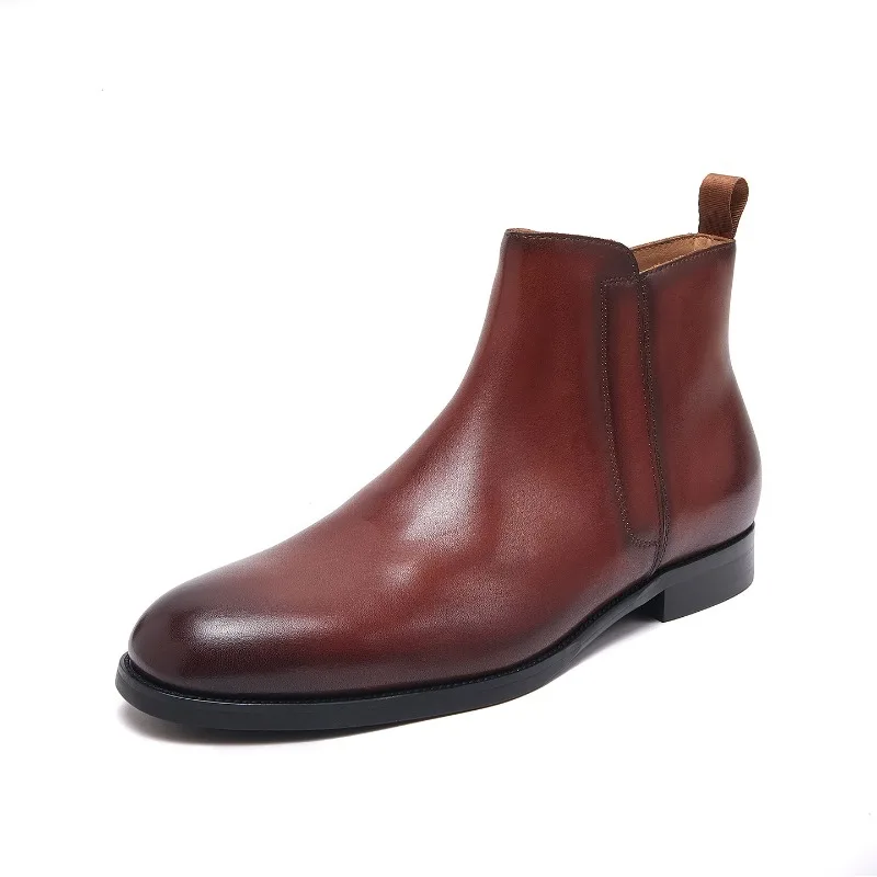 British Style Mens Chelsea Boots Luxury Handmade Genuine Leather 2026 Autumn New Fashion Retro Ankle Wedding Social Shoes Man