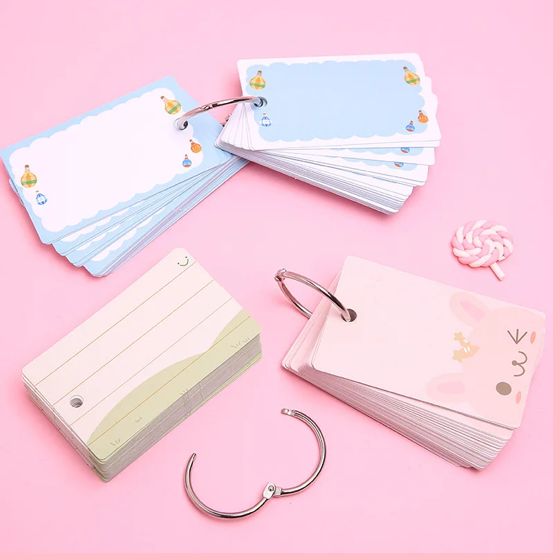 2pcs/ Pack Cute Small Mini Vocabulary Planner Notebook for Journaling To Do List Set with Hang Ring School Supplies Agendas