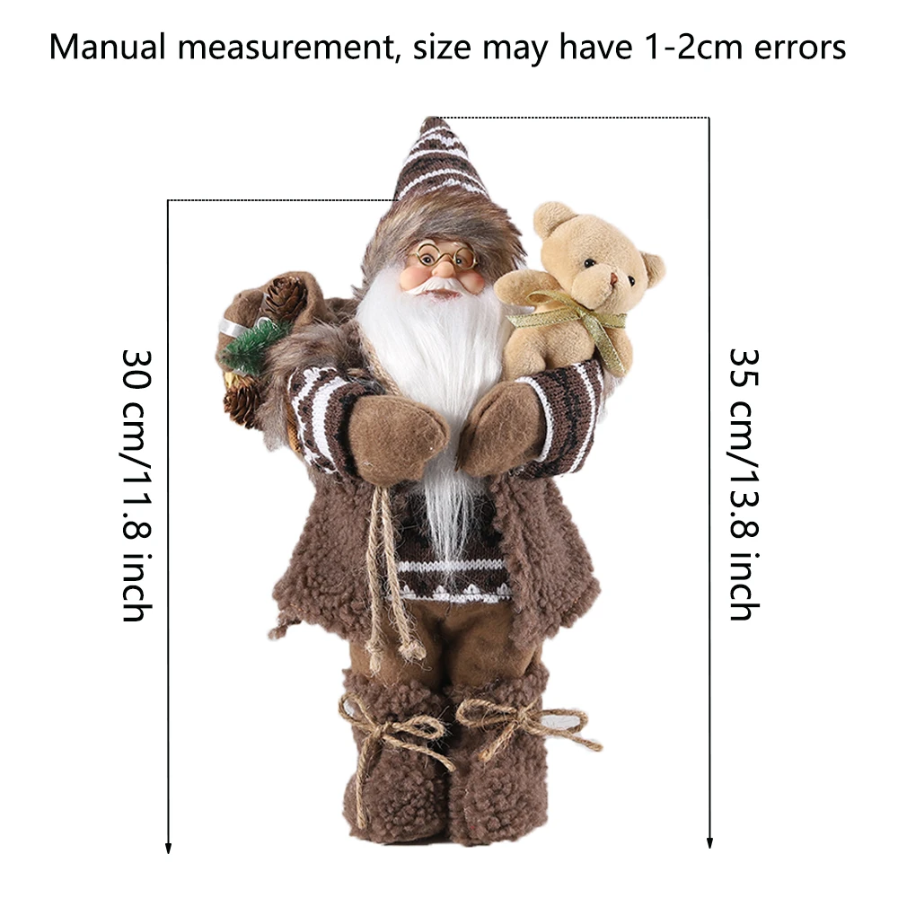 30cm Christmas Santa Claus Doll Xmas Standing Santa Claus Desktop Decoration Santa Claus Doll Gifts for Christmas Party Home