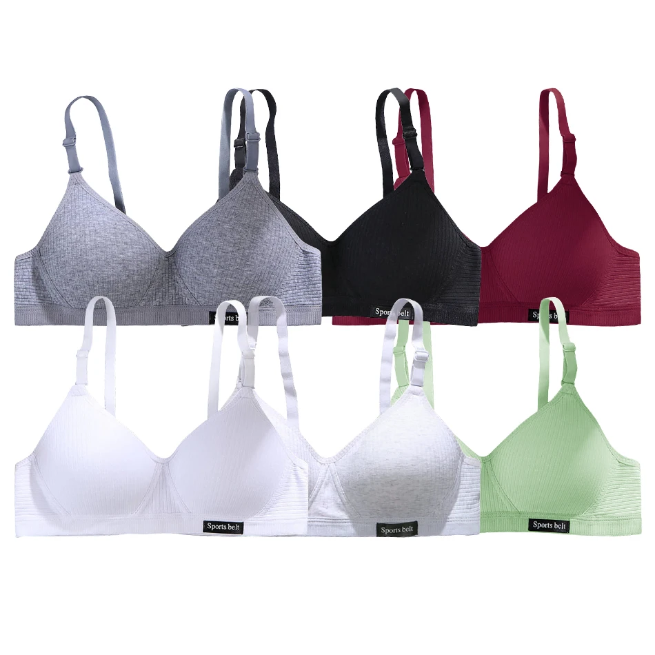 Girl Cotton Bras No Underwire Adjustable Gathering Bras Breathable Adolescence Developmental Stage Female Brassiere Soft Bustier