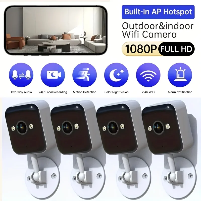 

1080P WiFi Surveillance Camera - Wireless Full Color Night Vision 2-Way Audio Motion Detection AP Hotspot Baby/Pet/Elderly Care
