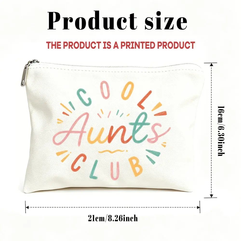 1pc Makeup Cosmetic Bag Toiletry Pouch Gift Bag for Women Cool Aunts Club Printed Cosmetic Bag Gifts for Mom Daughters Friends