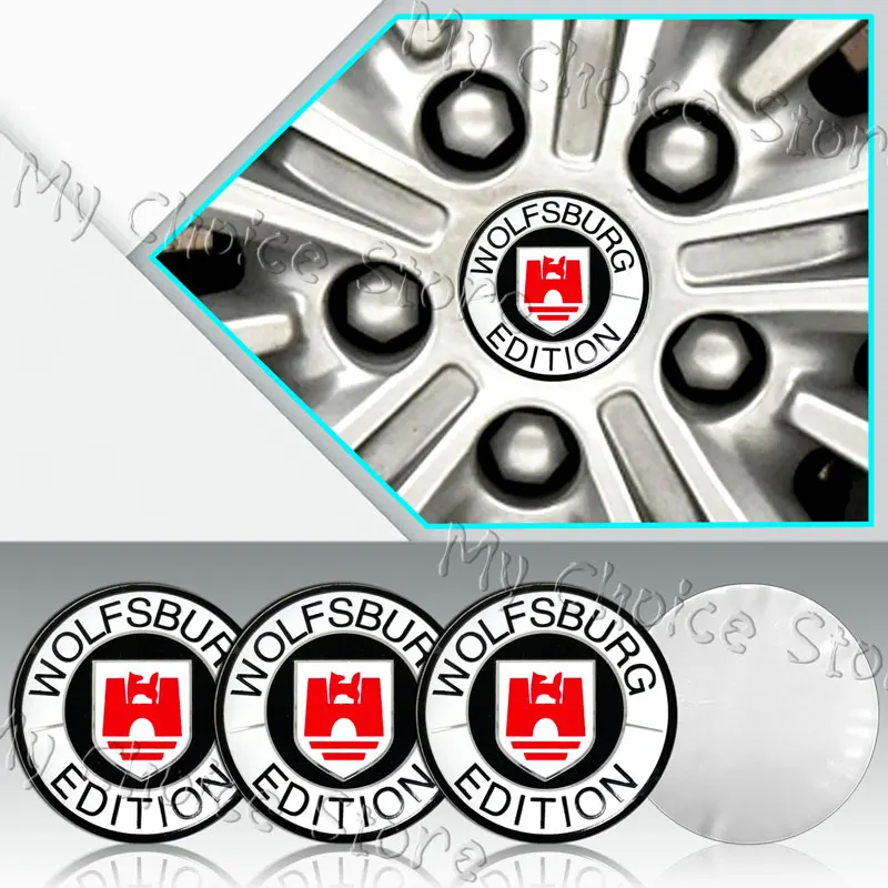 4Pcs 56mm Aluminum Wolfsburg Edition Logo Car Styling Wheel Center Hub Caps Sticker For Golf MK4 MK5 MK6 Touareg Beetle Passat