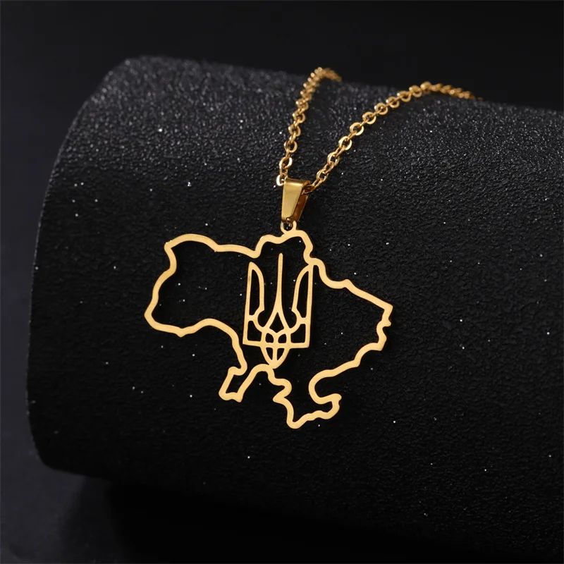 Mode Umriss Ukraine Karte Halskette Kette Halsband Hals Edelstahl Schmuck Ästhetische Halsketten Geschenke accesorios para mujer – Detail 7