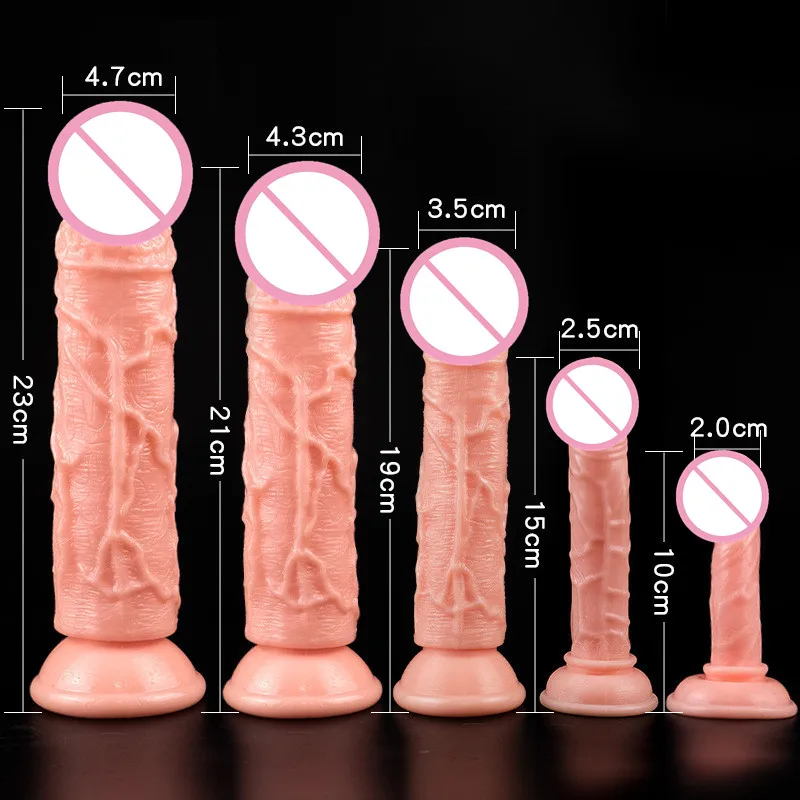 XXS-L Skin Color Soft Silicone Realistic Dildo With Powerful Suction Cup Female Masturbator G Spot Stimulate Toys For Woman