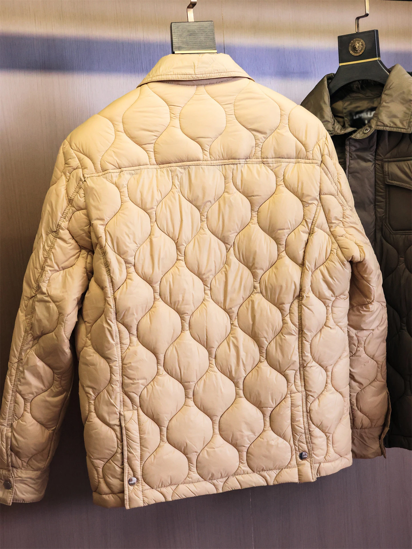 Long Sleeve Casual Jacket Lightweight Warm Quilted Gourd Design Collar Pure Color Commuter Versatile Cotton M619 Polyester Fiber