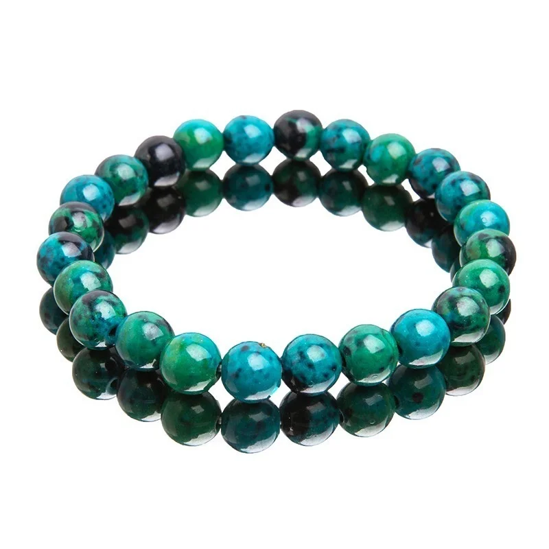 Chrysocolla Malachite Bracelets for Women Men Natural Stone Beads Slimming Bracelet Diabetes Relief Bracelet Lose Weight Jewelry