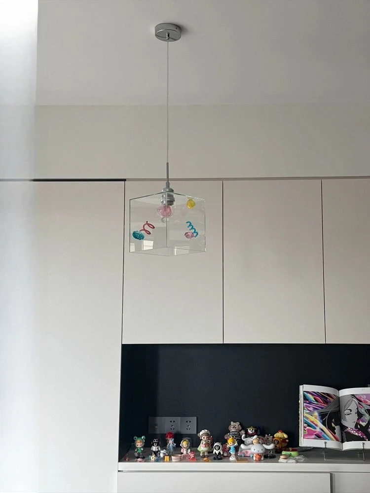 Glass small chandelier bedside entrance bedroom simple fishing line lamp