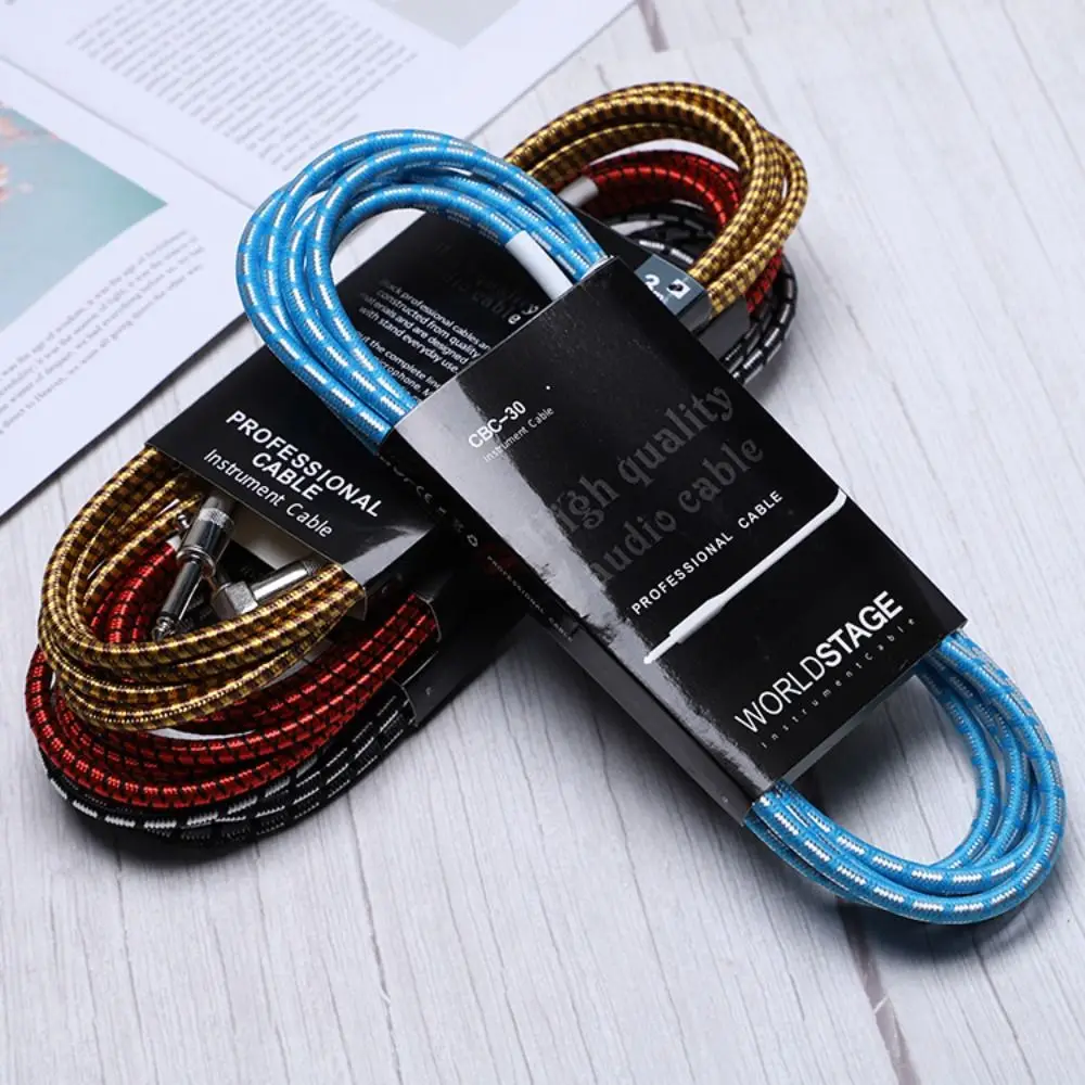 New 3M Braided Guitar Cable 6.5mm Plug Guitar Effects Connector Pickup Cable Noise Reduction Guitar Accessories Audio Wire Cord