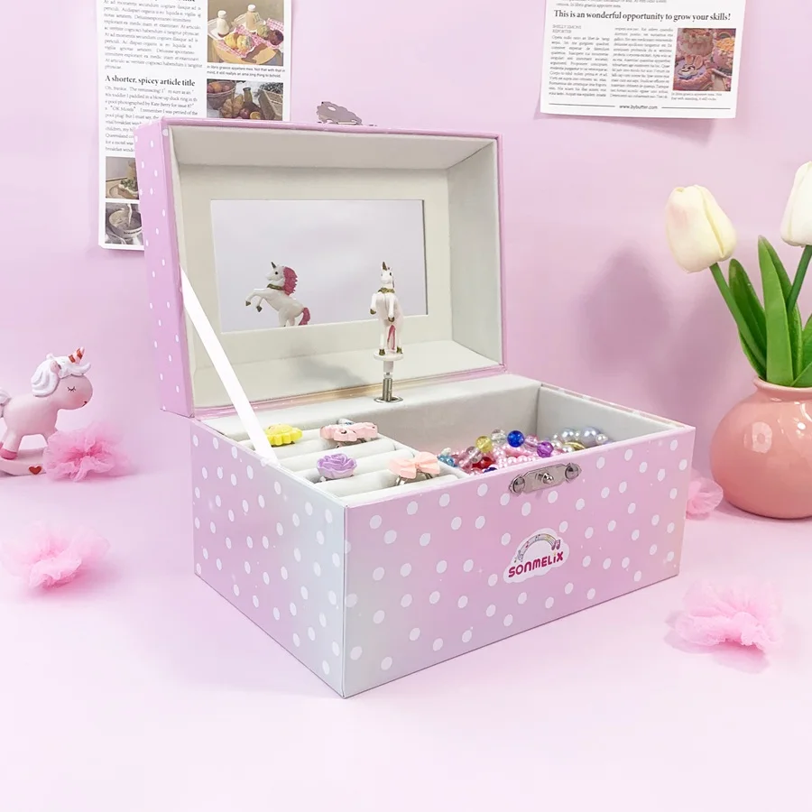 

Musical Jewelry Display Box Baby Girl Candy Gift Box Stand Gift Storage Box Wedding Engagement Jewelry Packaging Box S078