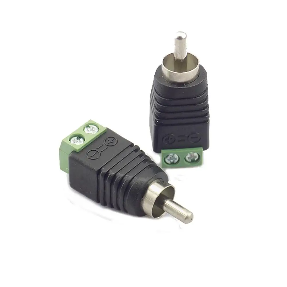 5 unids/lote CCTV Phono RCA enchufe macho a conector de Terminal AV Video AV cable de altavoz a Audio adaptador de conector RCA macho